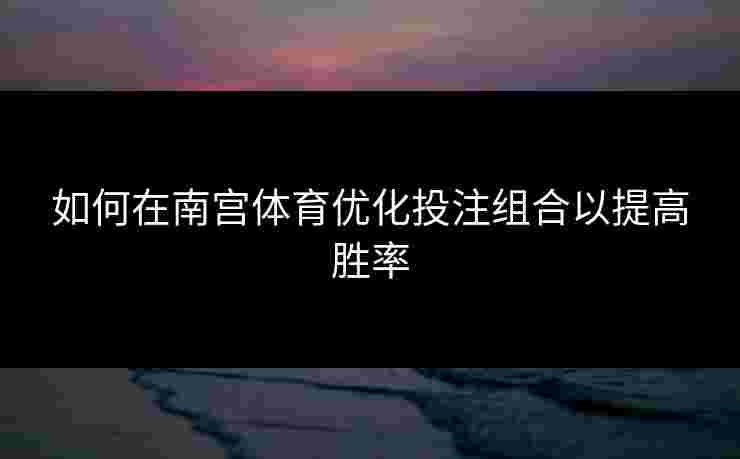 如何在南宫体育优化投注组合以提高胜率