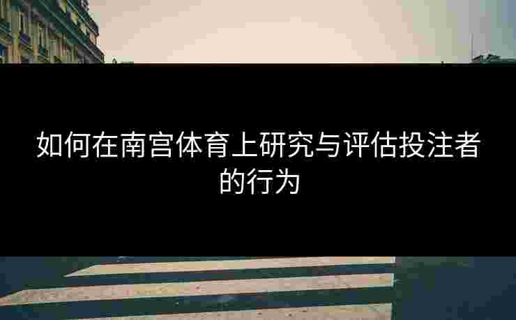 如何在南宫体育上研究与评估投注者的行为