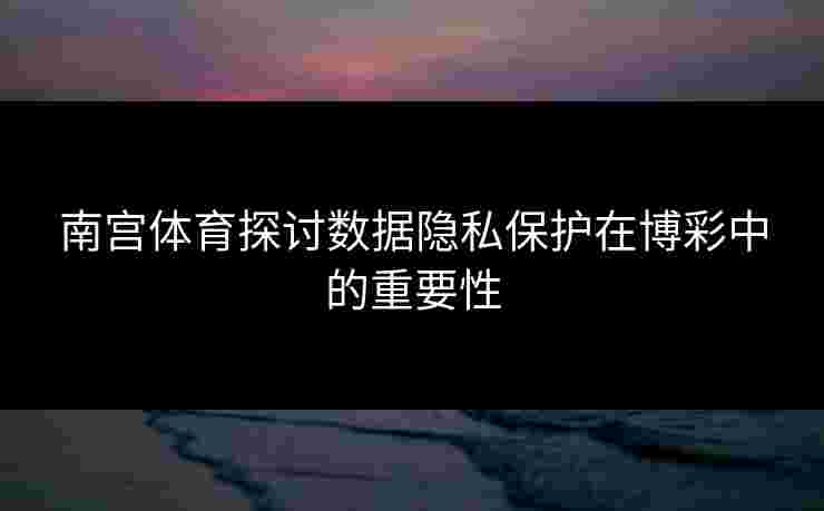 南宫体育探讨数据隐私保护在博彩中的重要性